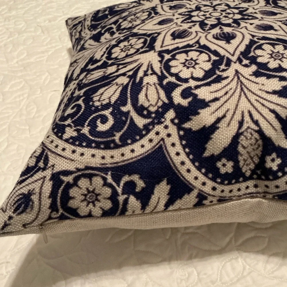 Purple and Cream Decorative Pillow with zipper and inserted pillow